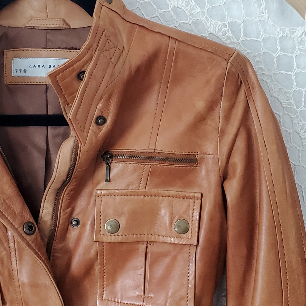 Zara Basic Leather Utility Multi Pocket Jacket - Picture 6 of 12